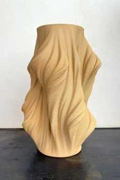 Jarrón Irregular Efecto 3D Beige Alto