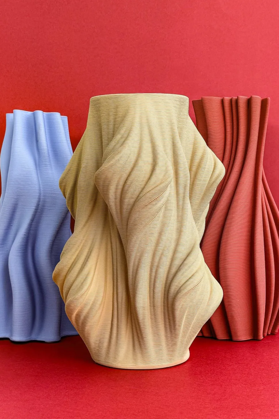 Jarrón Irregular Efecto 3D Beige Alto