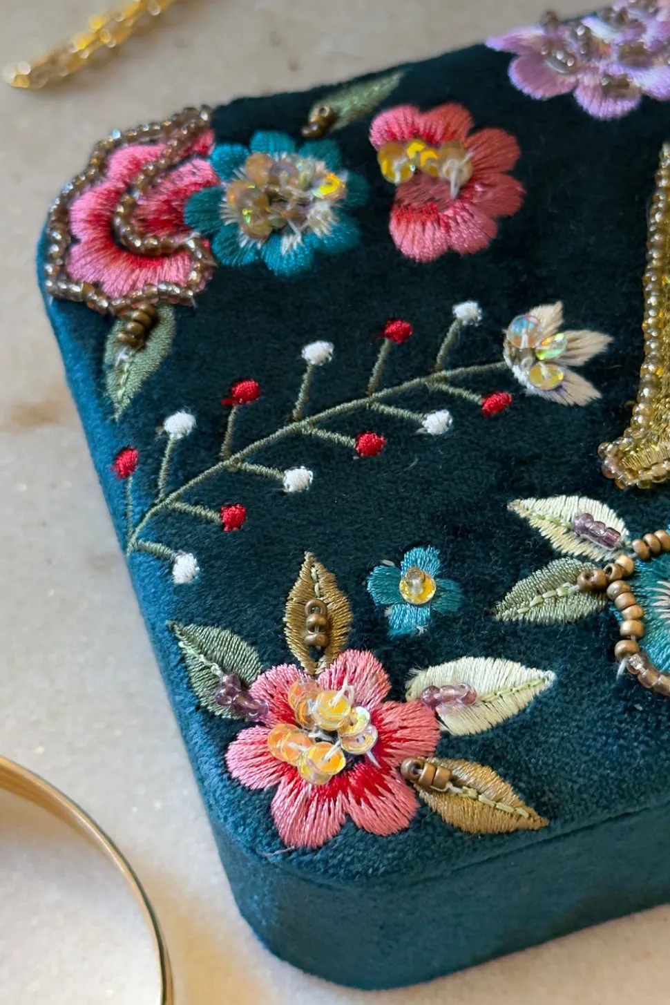 Joyeros De Terciopelo Con Iniciales Y Flores Bordadas