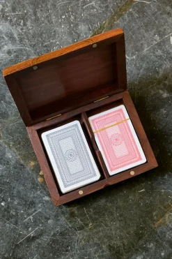 Juego Set De 2 Cartas En Caja De Madera Sheesham