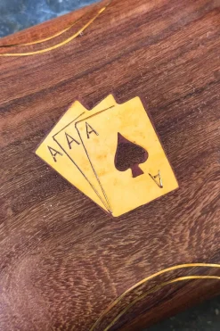 Juego Set De 2 Cartas En Caja De Madera Sheesham