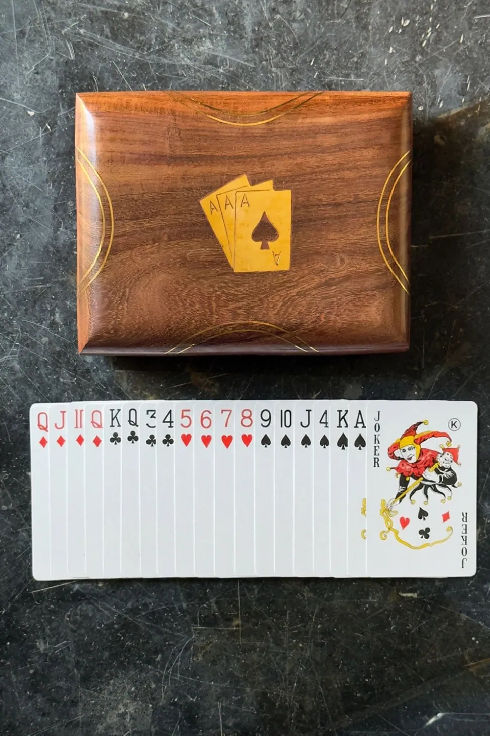 Juego Set De 2 Cartas En Caja De Madera Sheesham
