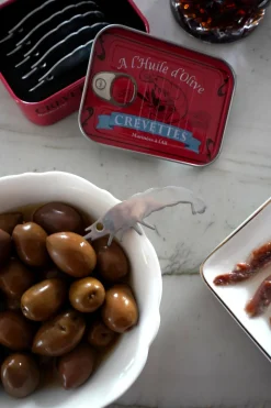 Lata Con Tenedores Para Aperitivos Con Forma De Gambas