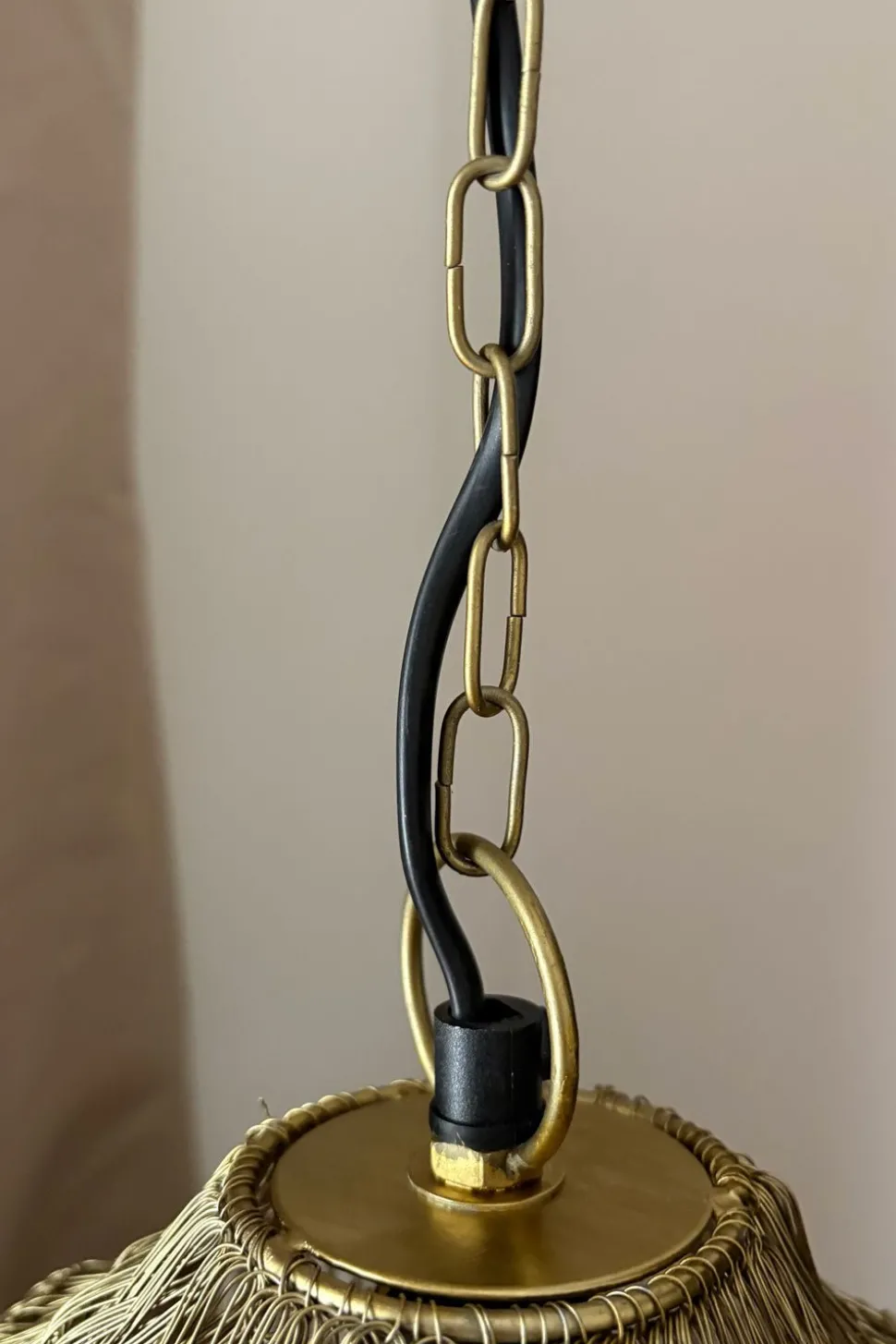 Lámpara Colgante De Hierro Dorado