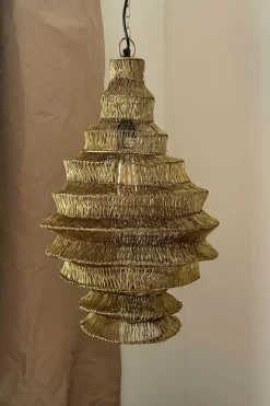 Lámpara Colgante Diamante De Hierro Dorado