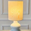 Lámpara De Mesa De Cerámica Crema Con Pantalla De Lino