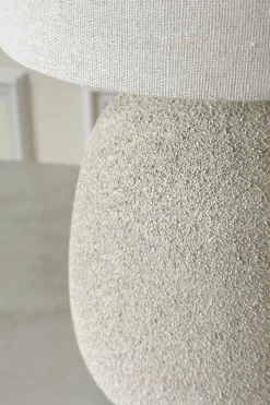 Lámpara De Mesa De Cerámica Con Pantalla De Lino