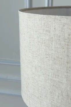 Lámpara De Mesa De Madera Con Pantalla De Lino