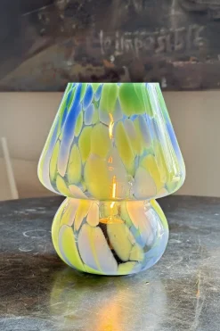 Lámpara De Vidrio Efecto Degradado Azul Y Verde