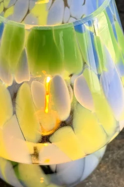 Lámpara De Vidrio Efecto Degradado Azul Y Verde