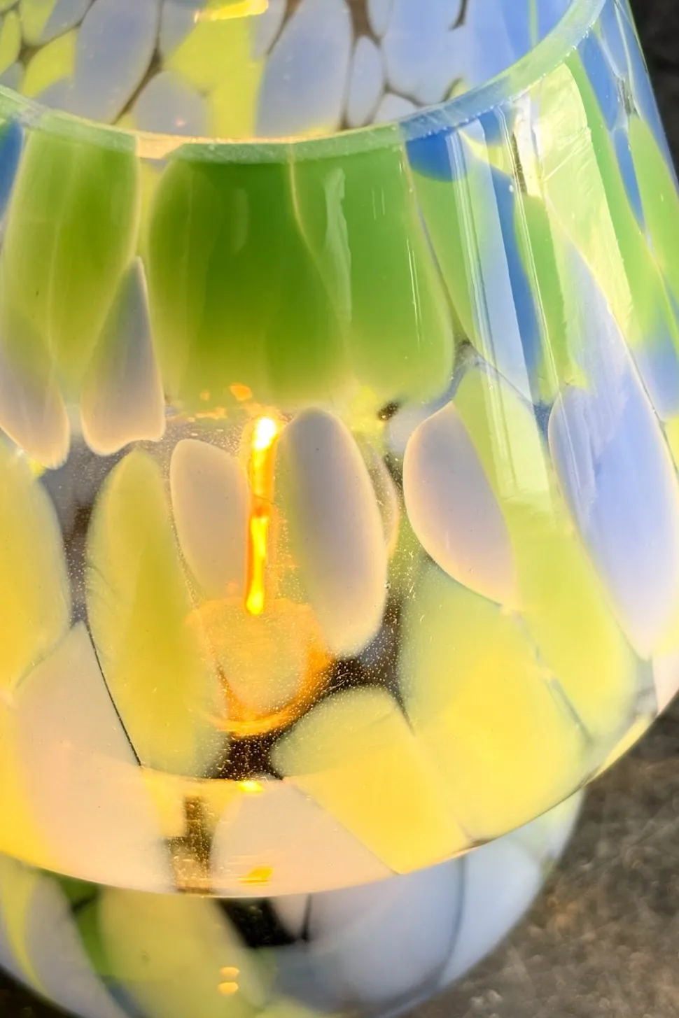 Lámpara De Vidrio Efecto Degradado Azul Y Verde