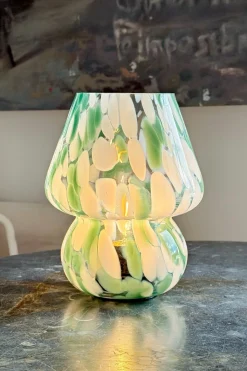 Lámpara De Vidrio Efecto Degradado Blanco Y Verde
