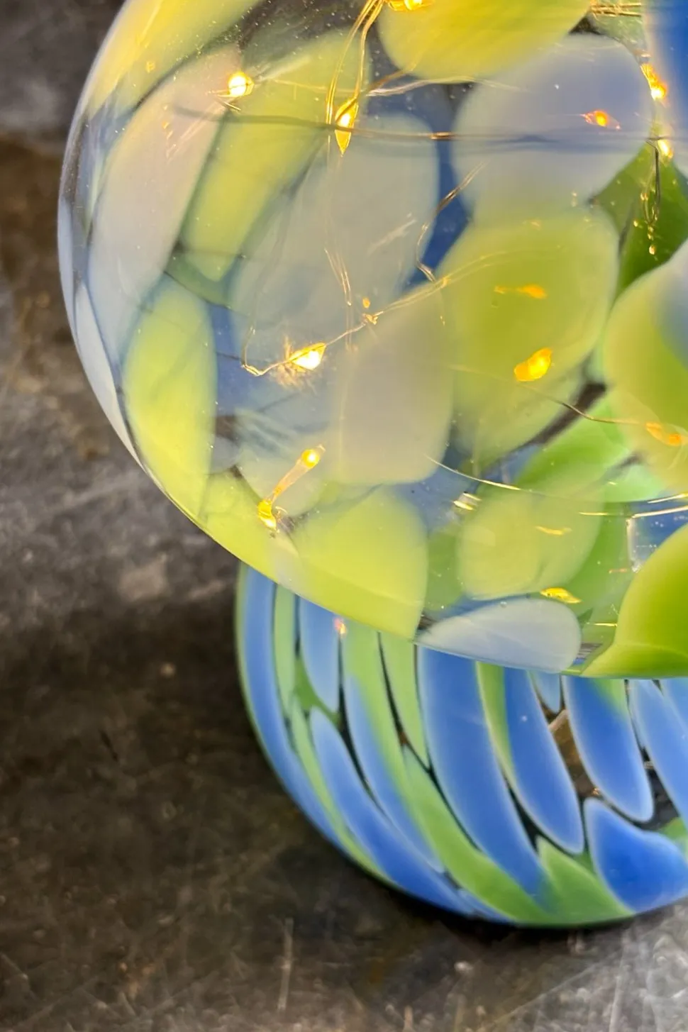 Lámpara Seta De Vidrio Efecto Degradado Verde Y Azul