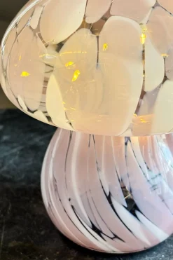 Lámpara Seta De Vidrio Efecto Degradado Rosa Y Blanco