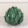 Maceta O Jarrón De Cerámica Con Diseño De Hojas Verdes Azuladas