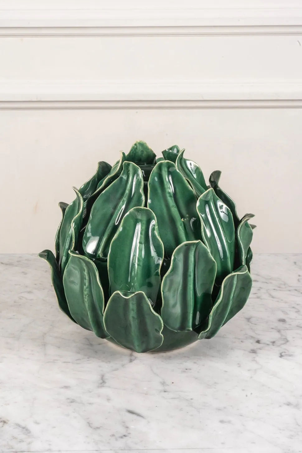 Maceta O Jarrón De Cerámica Con Diseño De Hojas Verdes Azuladas