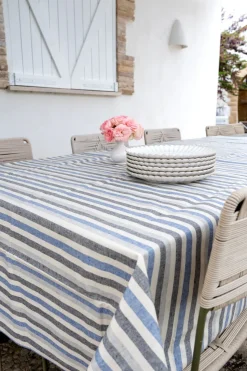 Mantel Antimanchas Con Diseño De Rayas Azules