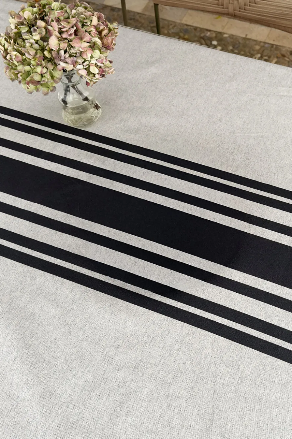 Mantel Antimanchas Con Diseño Rayas Negras
