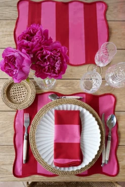 Mantel Individual Rayas Rosas Y Rojas