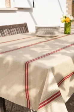 Manteles Antimanchas Con Diseño Rayas Rojas