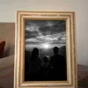 Marco De Fotos De Resina Con Diseño De Rayas Blancas Y Amarillas