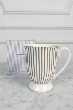 Mug Rayas Blanca Y Gris Cristina Oria