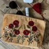 Neceser De Terciopelo Dorado Con Flores Bordadas