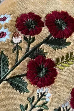 Neceser De Terciopelo Dorado Con Flores Bordadas