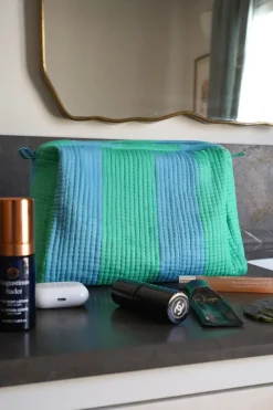 Neceser Rayas Azules Y Verdes Grande