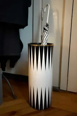 Paragüero De Resina Con Diseño Circus Blanco Y Negro