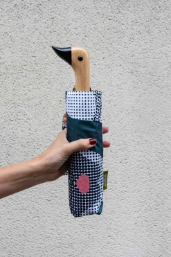 Paraguas Con Diseño Abstracto De Lunares Y Mango Con Cabeza De Pato