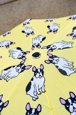 Paraguas Con Diseño De Bulldogs Y Mango Con Cabeza De Pato