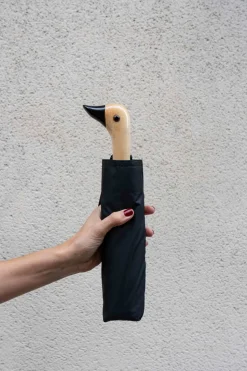 Paraguas Con Diseño Negro Y Mango Con Cabeza De Pato