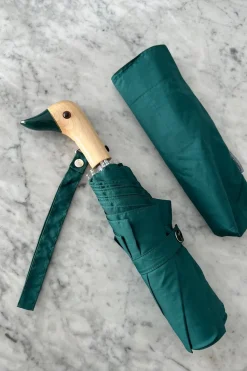 Paraguas Con Diseño Verde Y Mango Con Cabeza De Pato