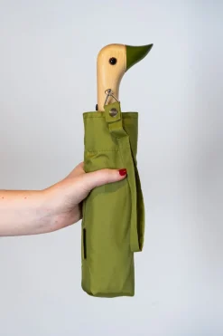 Paraguas Con Diseño Verde Oliva Y Mango Con Cabeza De Pato