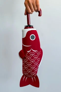 Paraguas Plegable Con Diseño De Pez Koi Rojo