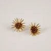 Pendientes Dorados Con Diseño De Girasoles Marrones