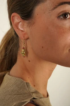 Pendientes Dorados Y Rosas