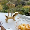 Perro Con Set De 6 Tenedores Especiales Aperitivo De Bronce