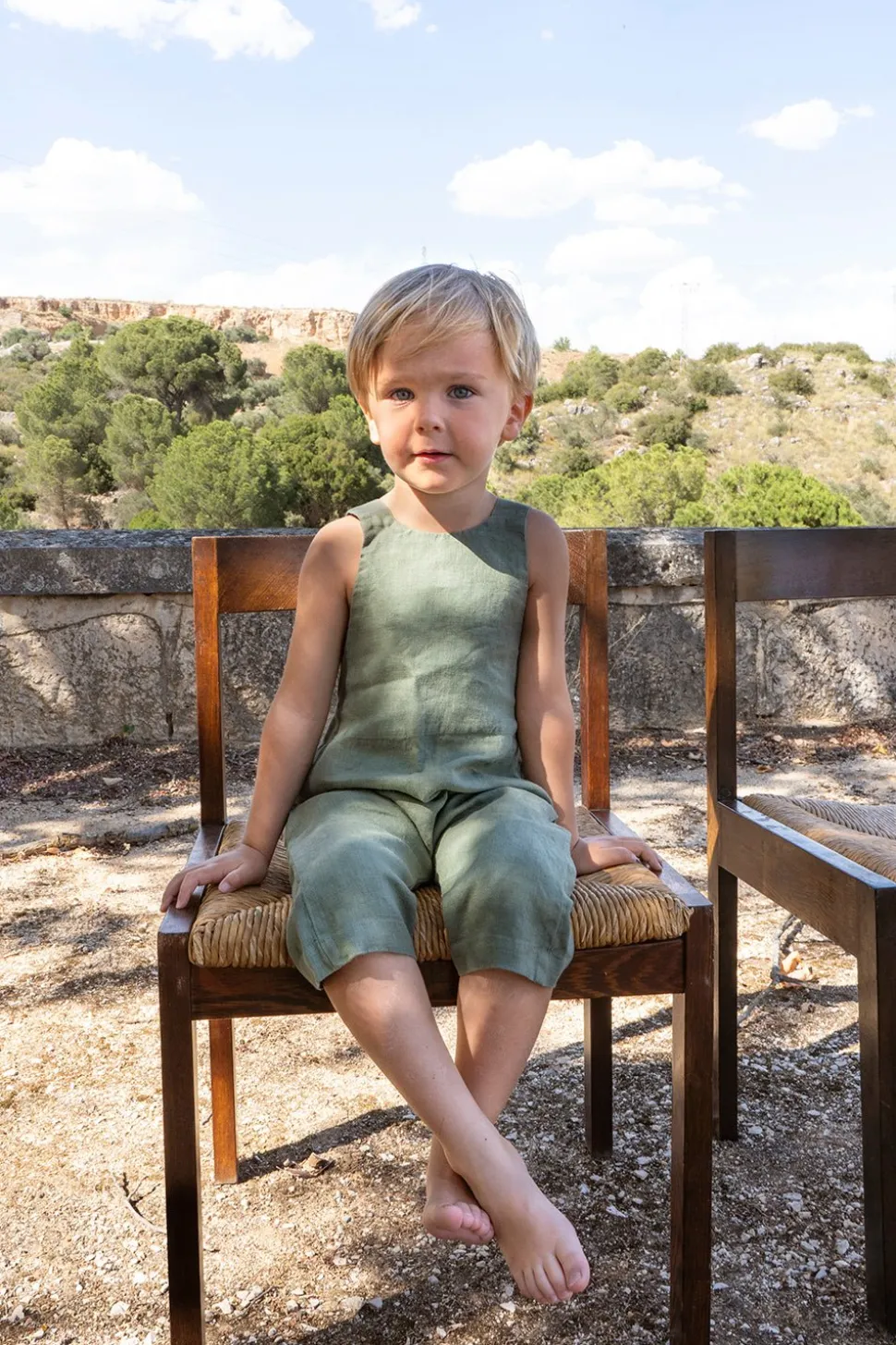 Petos De Lino Verde Oliva Niños