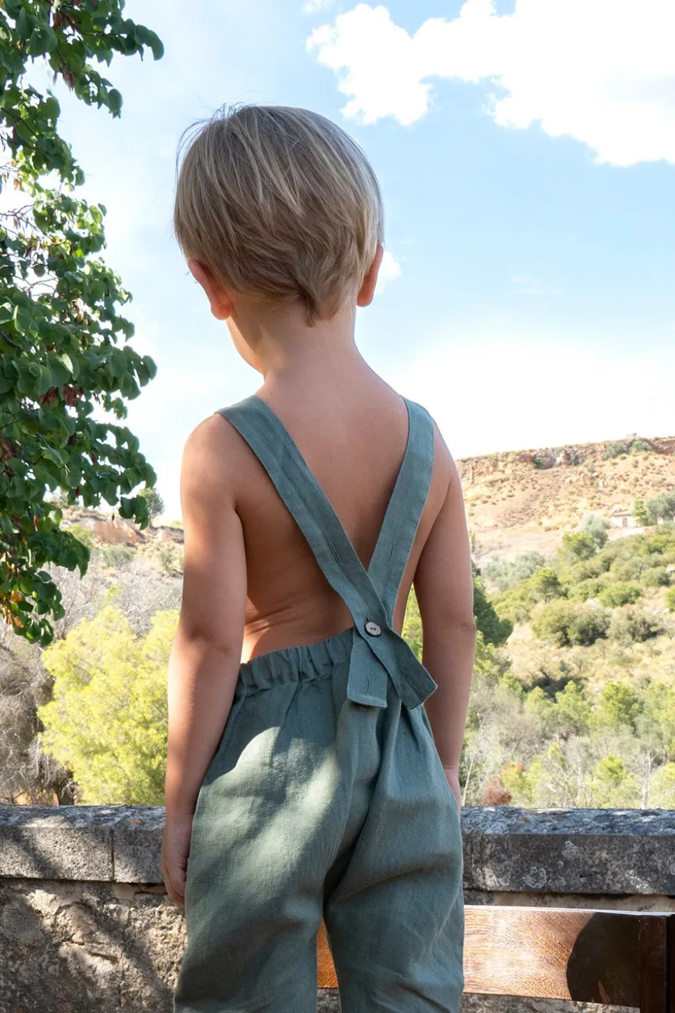 Petos De Lino Verde Oliva Niños