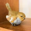 Pájaro Decorativo Con Acabado Dorado Pequeño