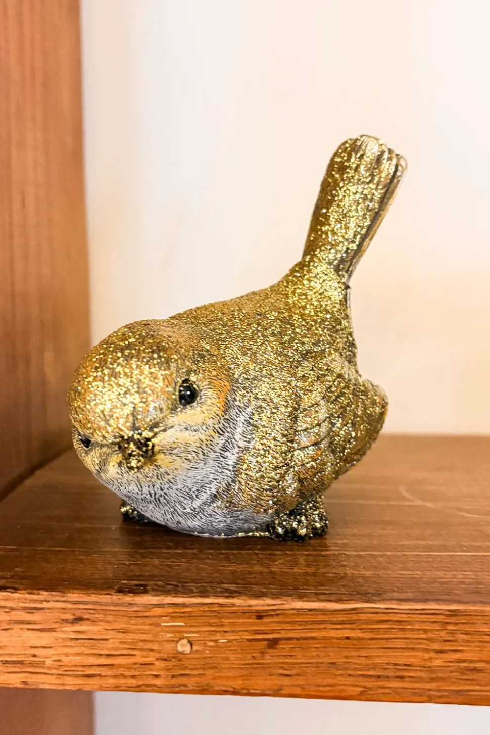 Pájaro Decorativo Con Acabado Dorado Mediano