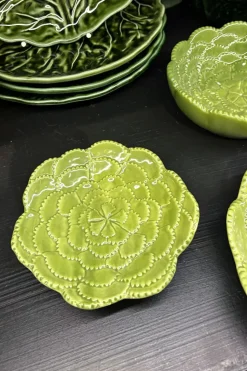 Plato De Pan Flor Verde En Relieve