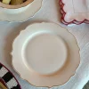 Plato De Postre Blanco Con Filo Dorado