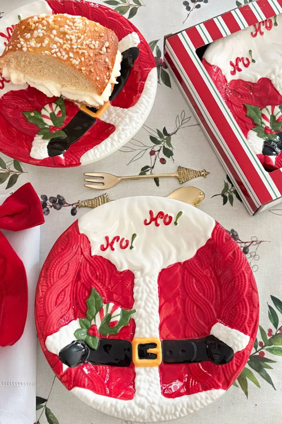 Plato De Postre Con Diseño De Papá Noel