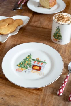 Plato De Postre Con Diseño De Árbol De Navidad Co