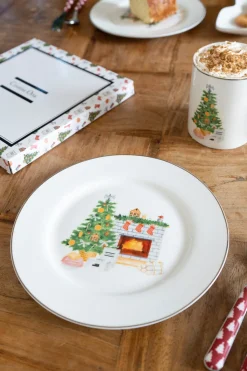Plato De Postre Con Diseño De Árbol De Navidad Co