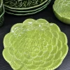 Plato De Postre Flor Verde En Relieve