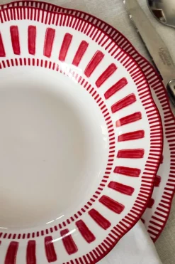 Plato Hondo Con Diseño Rojo Y Blanco